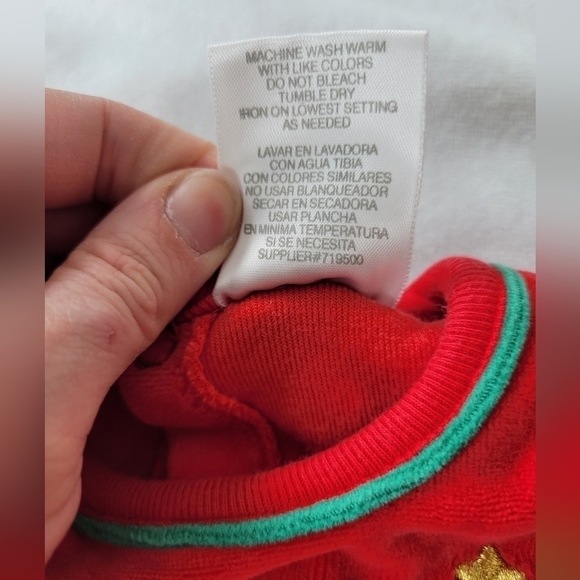 Bright Future VTG red crushed velvet "Baby's 1st Christmas" footed pajamas 3-6m - Picture 6 of 8